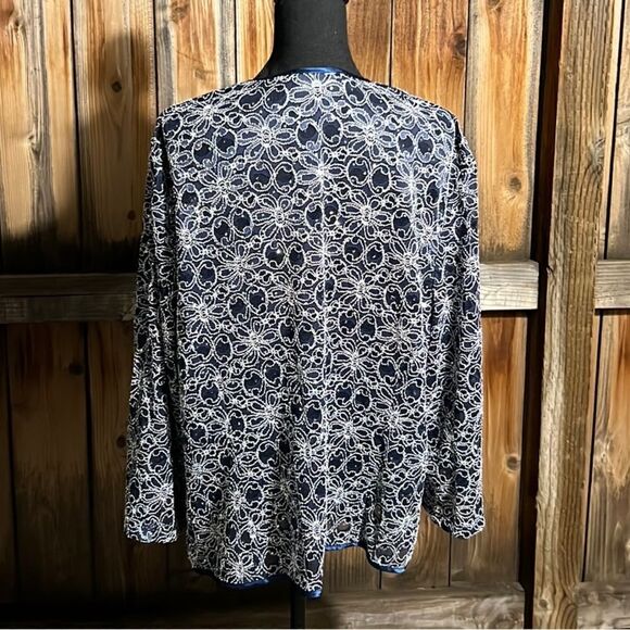 R & M Richard’s vintage cardigan lace sequins sheer blue  white 3X FIRM on PRICE - Picture 5 of 5